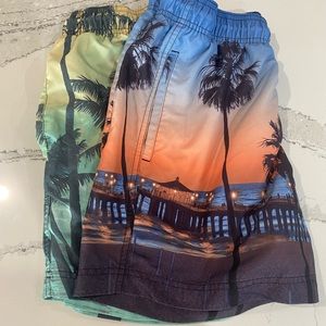 🌴2 ADULT SMALL AÉROPOSTALE PALM TREE SWIMMING TRUNKS🌴